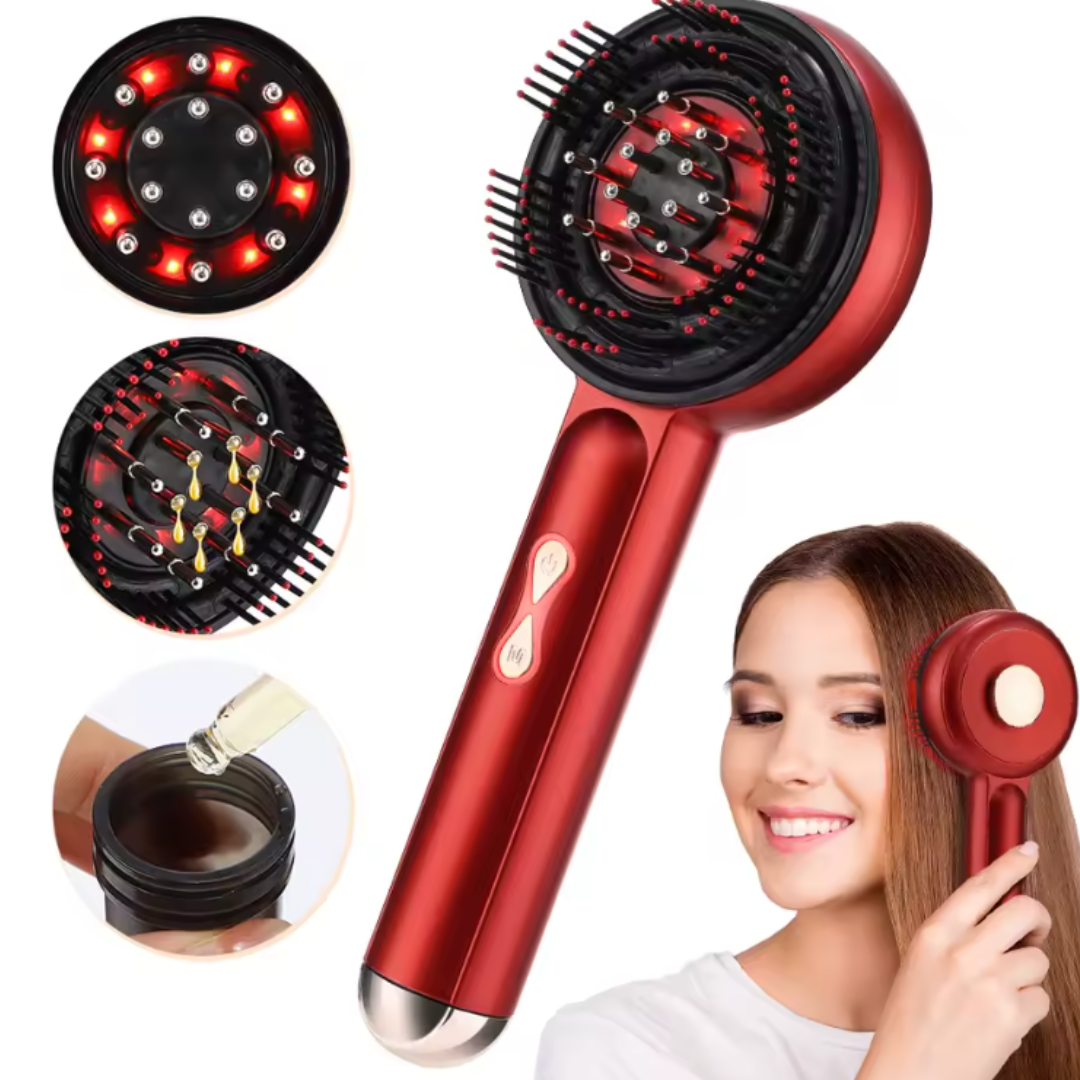 Masajeador Capilar Anticaída con Luz Roja y Aplicador de Aceite
