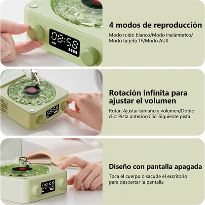 Parlante Altavoz Bluetooth con Reproductor de Vinilo