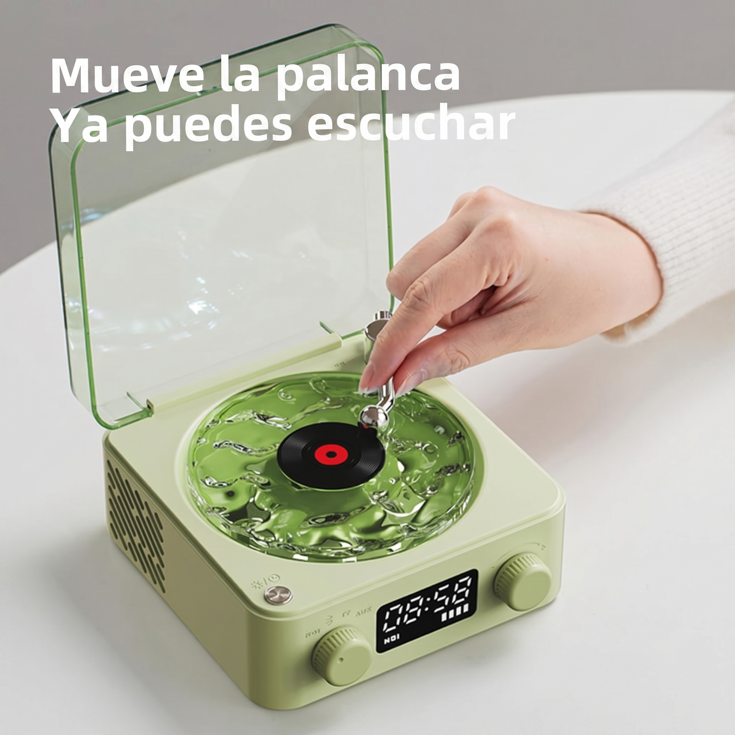 Parlante Altavoz Bluetooth con Reproductor de Vinilo